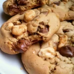 Biscuits au beurre de cacahuète et chocolat au lait sur une assiette