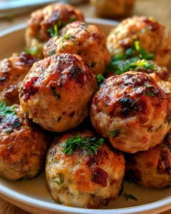 Boules de farce à la dinde garnies de canneberges, recette festive