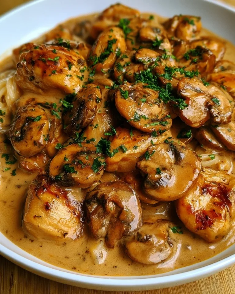 Stroganoff au poulet et champignons revisité avec sauce crémeuse